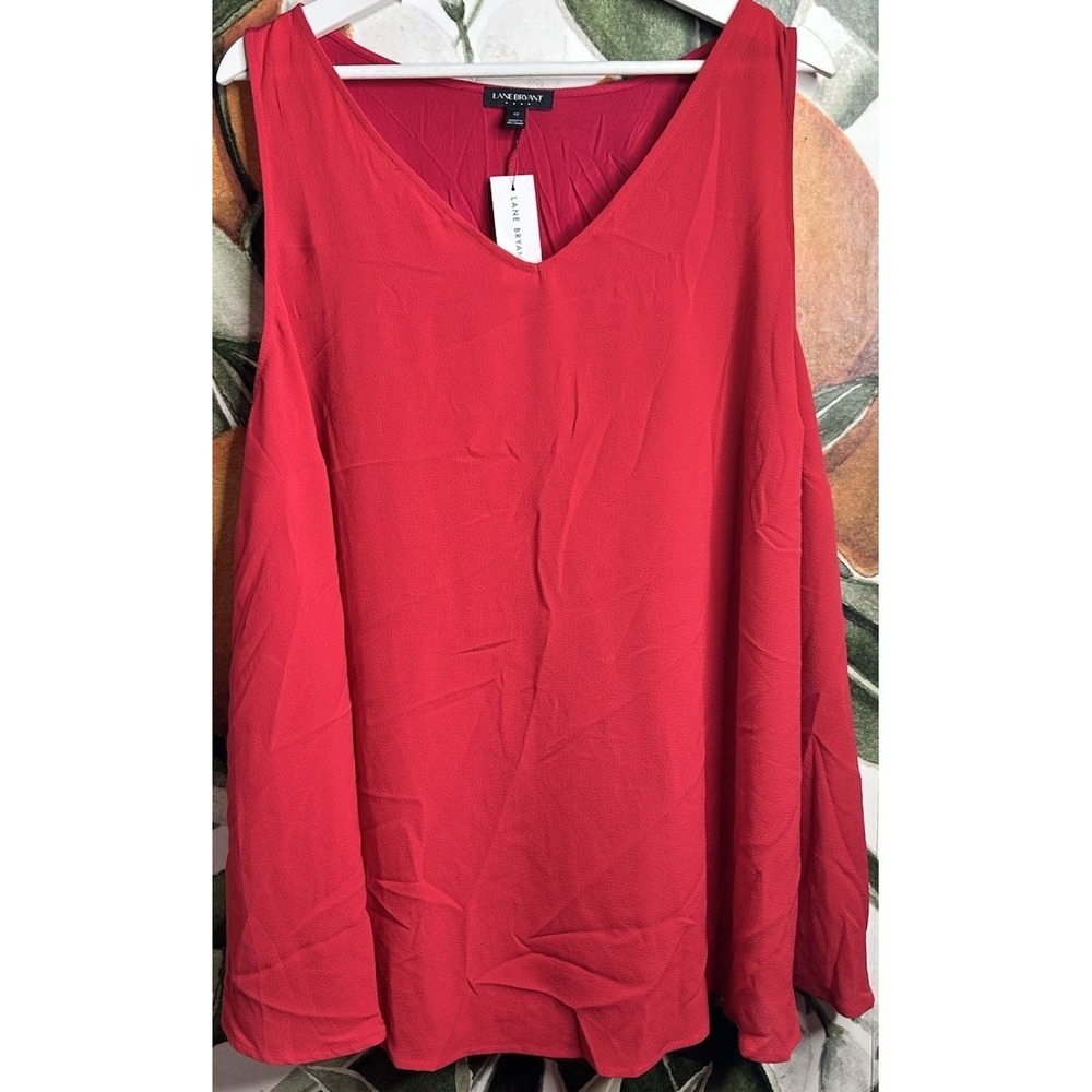Lane Bryant Size 22 V Neck Breezy Sleeveless Tunic Top Blouse‎ NWT
